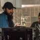 Julius Avery on the set of Overlord with his producer, J.J. Abrams.
